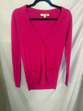 Forever 21 Hot Pink V-Neck Button-Up Cardigan